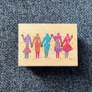 •Laurel Burch Hand In Hand Rubber Stamp•
